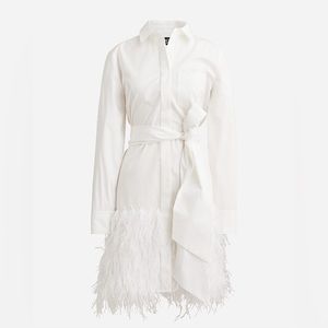 J. Crew White Feather Trim Dress